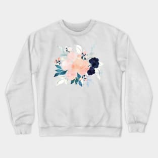 Elegant Blue Pink Mint Flowers Watercolor Floral Crewneck Sweatshirt